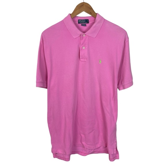 PO811 Men’s Polo Ralph Lauren Designer Preppy Pink Short Sleeve Polo Shirt L - Picture 1 of 3